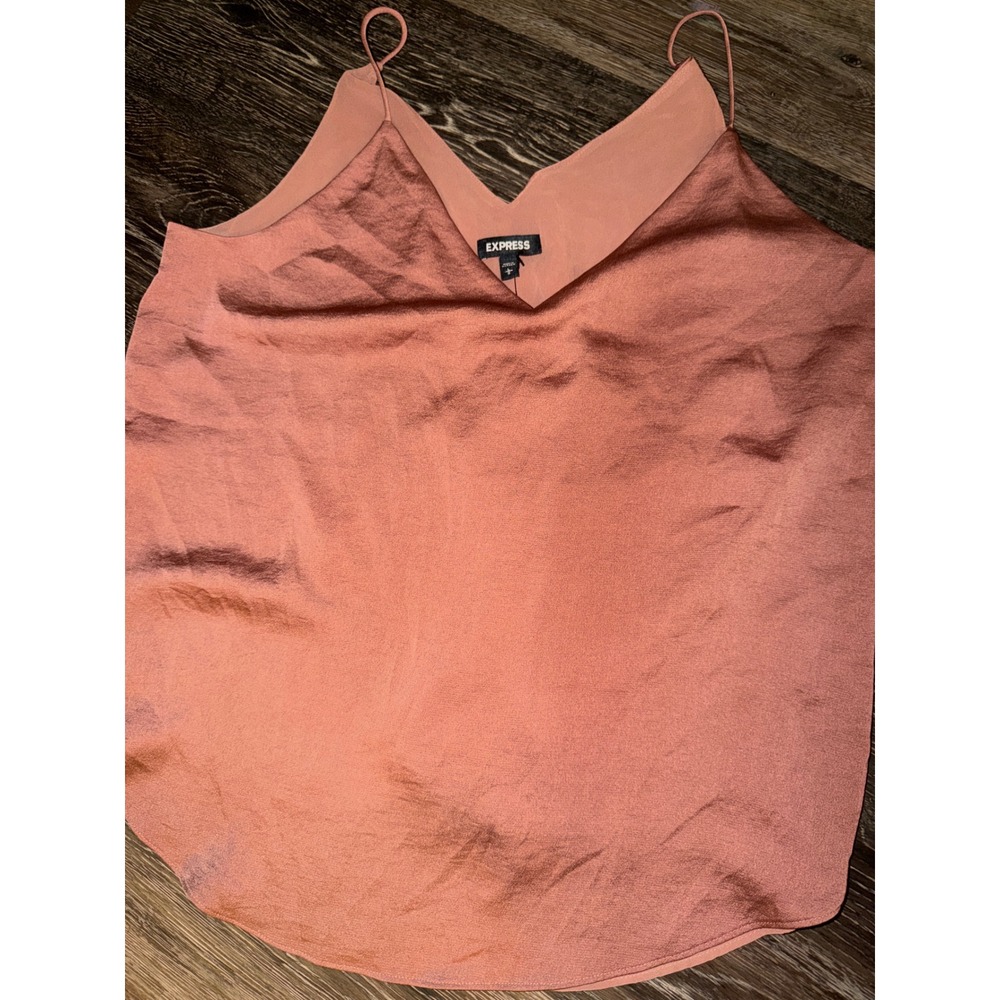 Express Womens Dusty Rose Satin V-Neck Camisole Cami Top Large NWT sexy